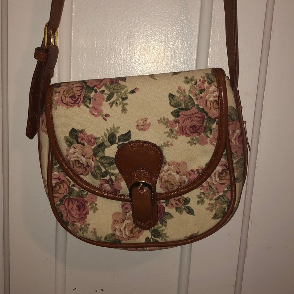 Vintage Floral vegan leather bag